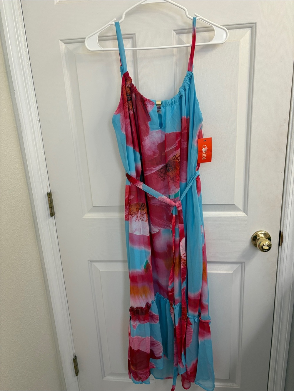 Women’s Blue & Pink Floral Maxi One-Piece Dress